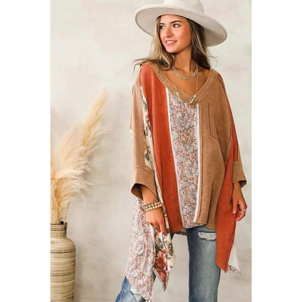 Florally Ever After Mix Thermal Top in Clay